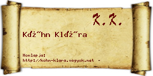 Kóhn Klára névjegykártya